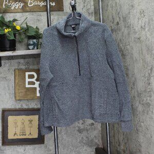 Eddie Bauer Womens Pullover Textured Fleece Half Zip Sweater Blue Gray 2XL